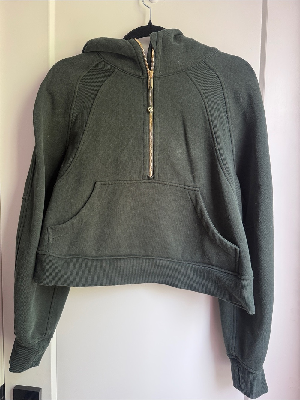 Lululemon Scuba Oversized Half-Zip Hoodie - Rainforest Green/Gold Zip